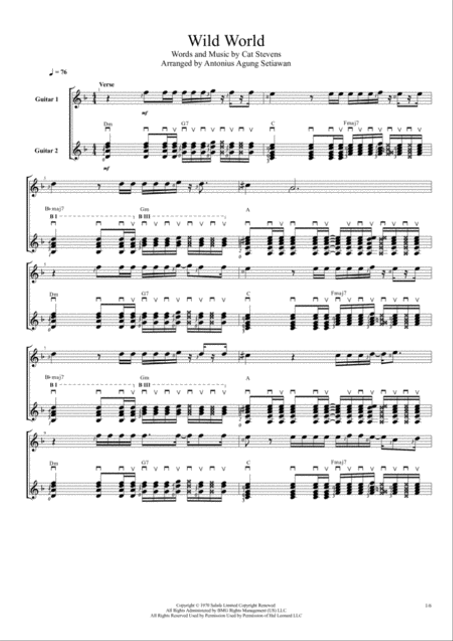 Wild World Guitar Solo scores gallery preview page 1