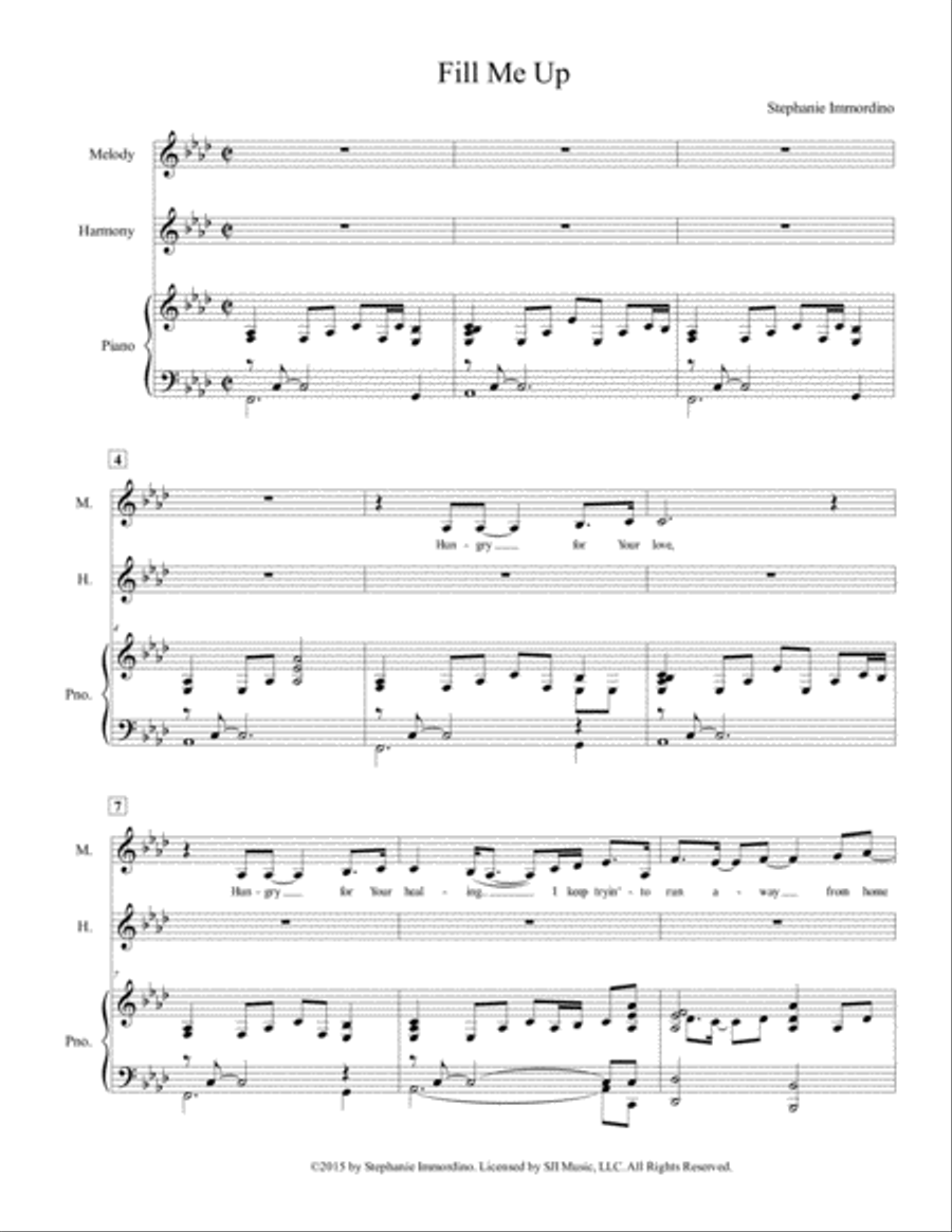 Fill Me Up, for Voice and Piano (feat. Stephanie Immordino) Small Ensemble scores gallery preview page 2