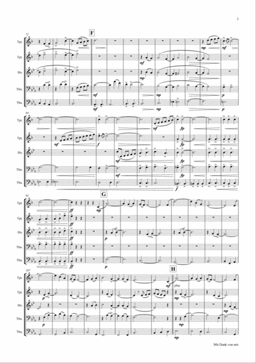 Mit Dank von mir - German Waltz - Oktoberfest - Brass Quintet Brass Quintet scores gallery preview page 3
