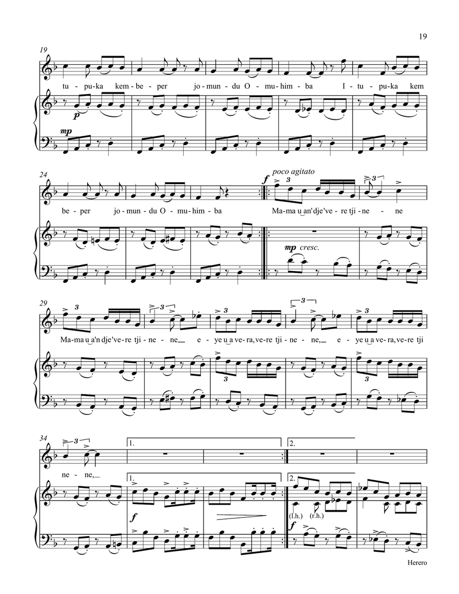 Twelve African Songs for Solo Voice and Piano - 5. HERERO FOLKTALES Soprano Voice scores gallery preview page 2