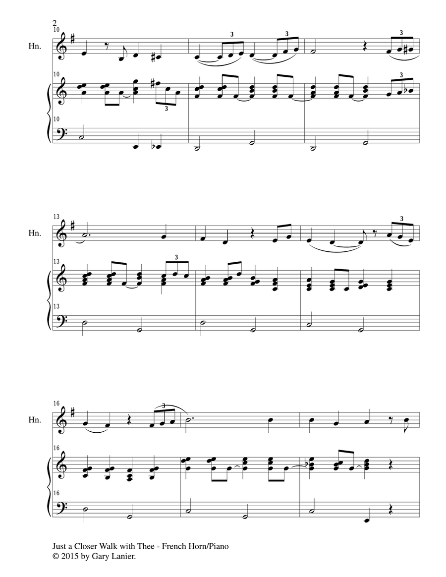JUST A CLOSER WALK WITH THEE (Duet – French Horn and Piano/Score and Parts) Brass Duet scores gallery preview page 3