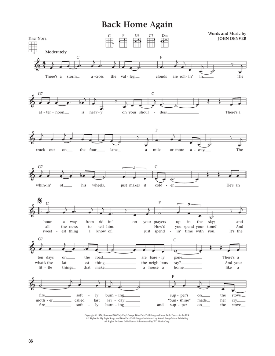 Back Home Again (from The Daily Ukulele) (arr. Jim Beloff) Ukulele scores gallery preview page 1