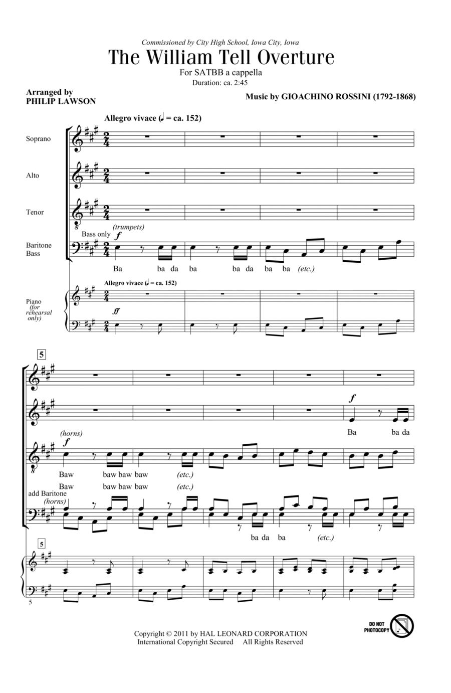 The William Tell Overture 4-Part scores gallery preview page 1