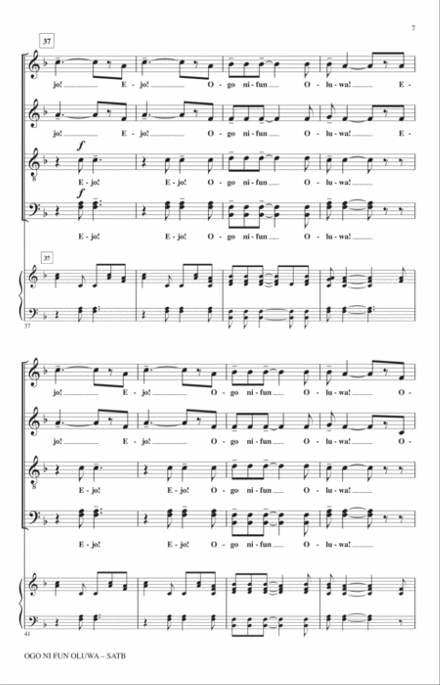 Ogo Ni Fun Oluwa! (Glory To God In The Highest!) 4-Part scores gallery preview page 5