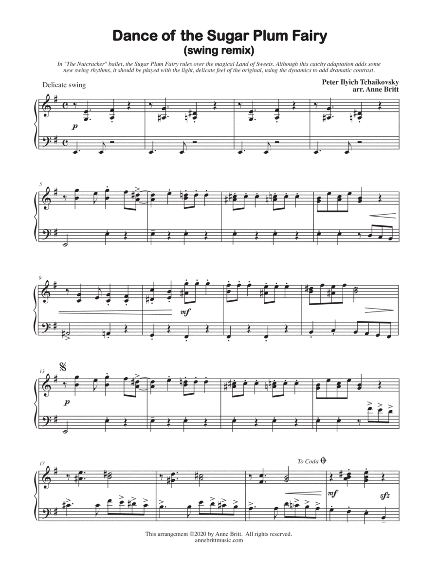 Dance of the Sugar Plum Fairy (swing remix) Piano Solo scores gallery preview page 1