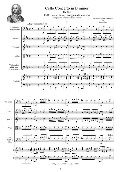 Vivaldi - Cello Concerto in B minor RV 424 for Cello, Strings and Cembalo image number null