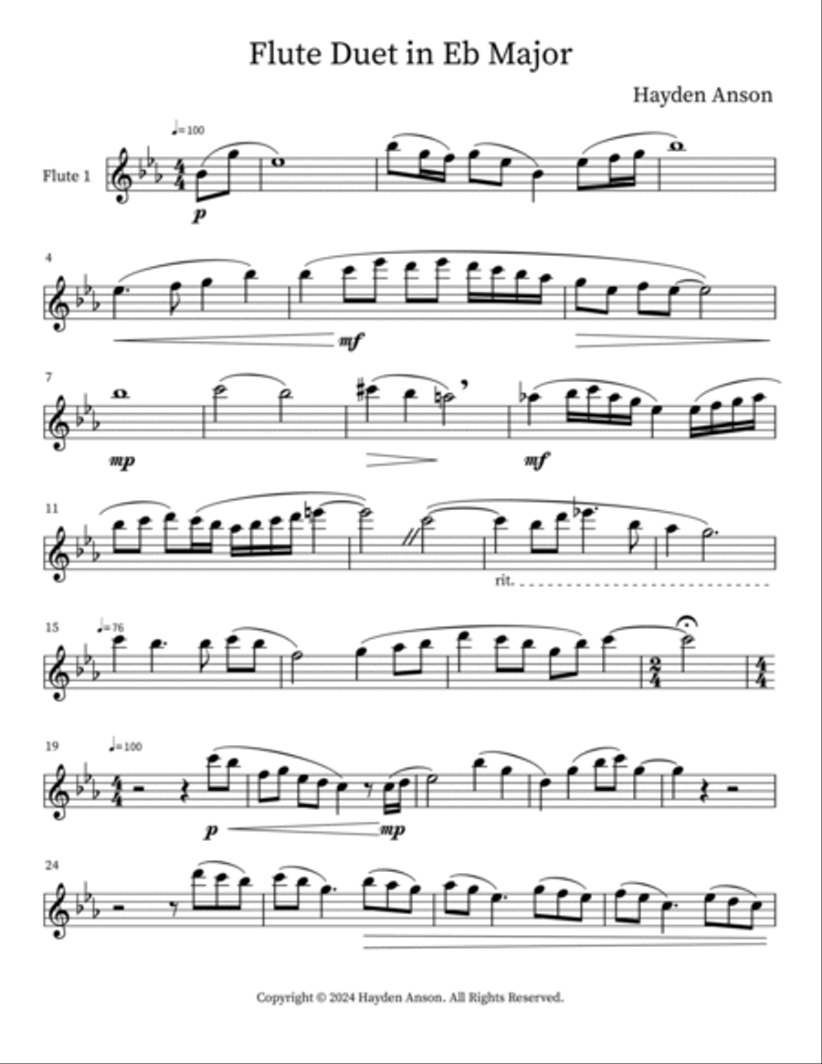Flute Duet in Eb Major Flute Duet scores gallery preview page 3