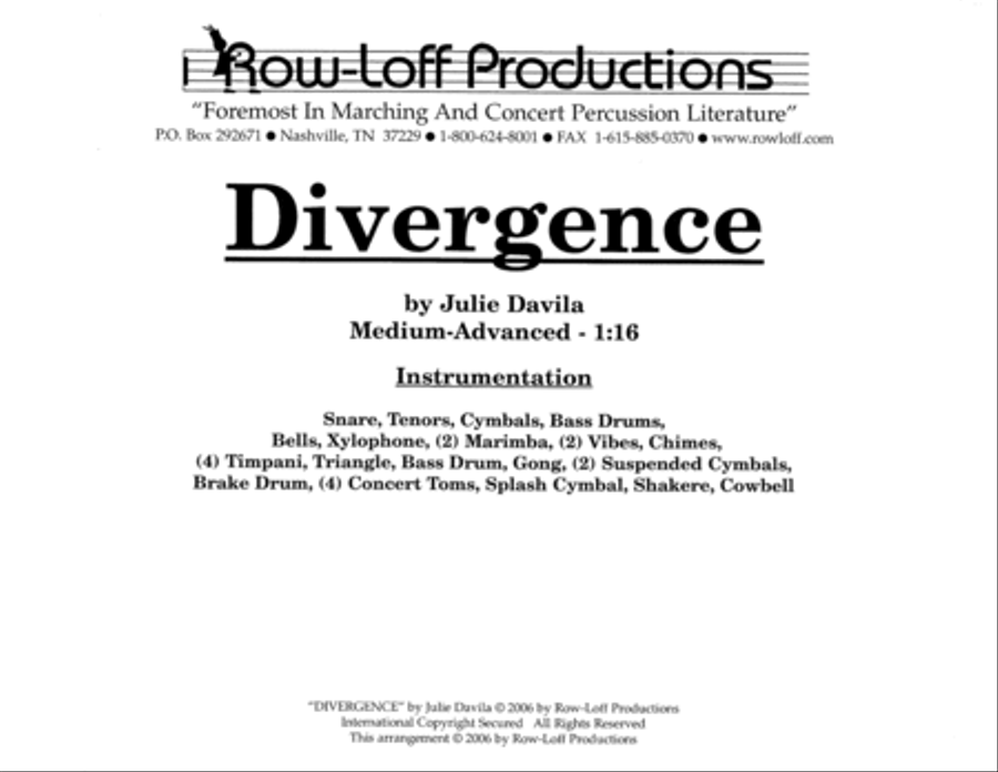 Divergence w/Tutor Tracks Percussion Ensemble scores gallery preview page 2