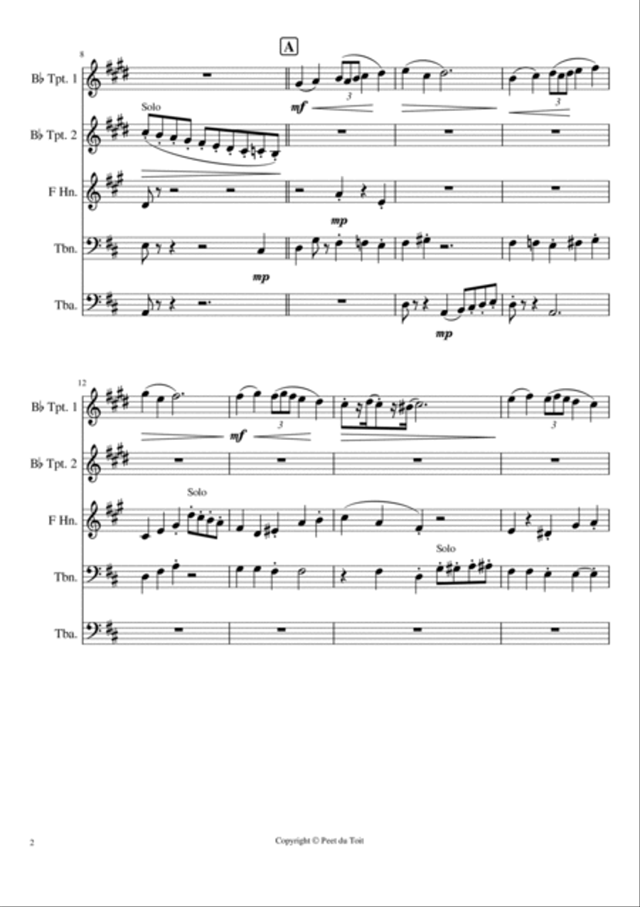 Allegro con grazia from Symphony no. 6 'Pathétique', Op. 74 - PI Tchaikovsky (Brass Quintet) Brass Quintet scores gallery preview page 2