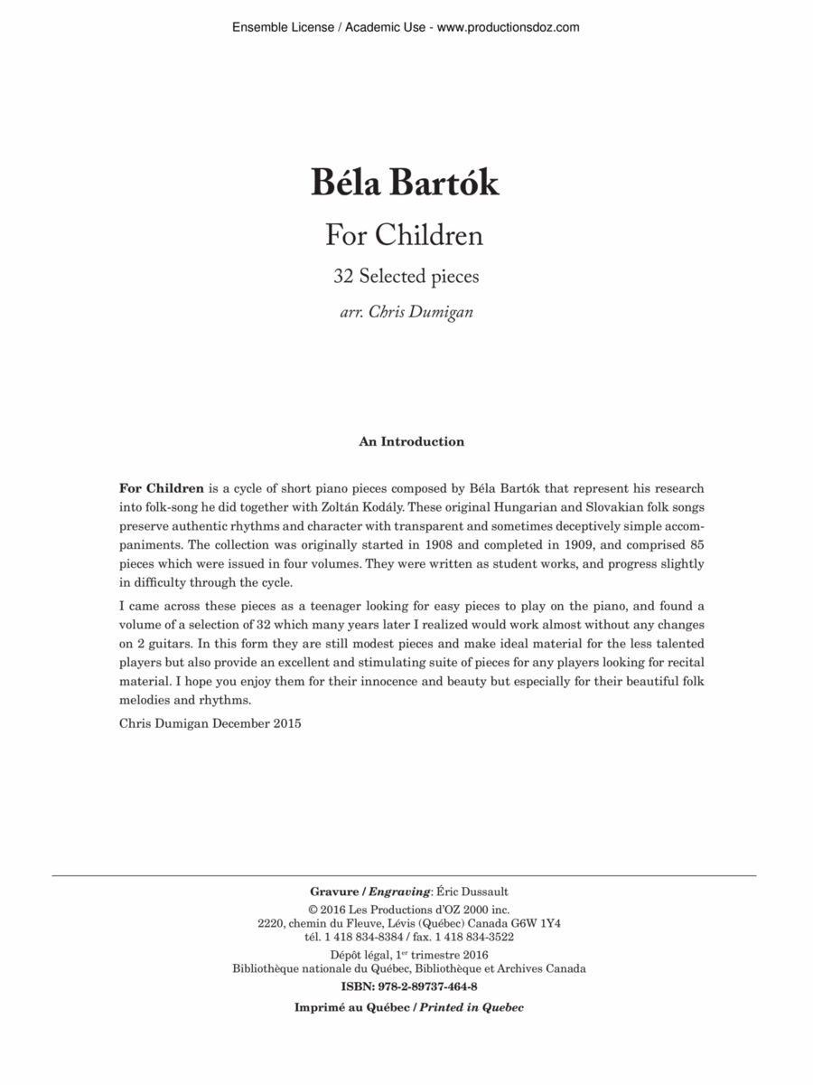 For Children, 32 Selected Pieces Classical Guitar scores gallery preview page 1