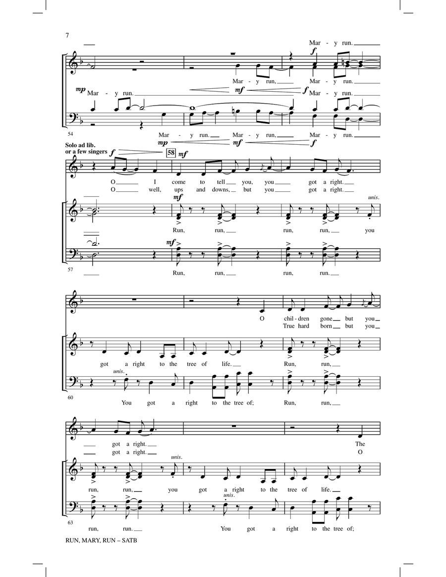 Run, Mary, Run 4-Part scores gallery preview page 5