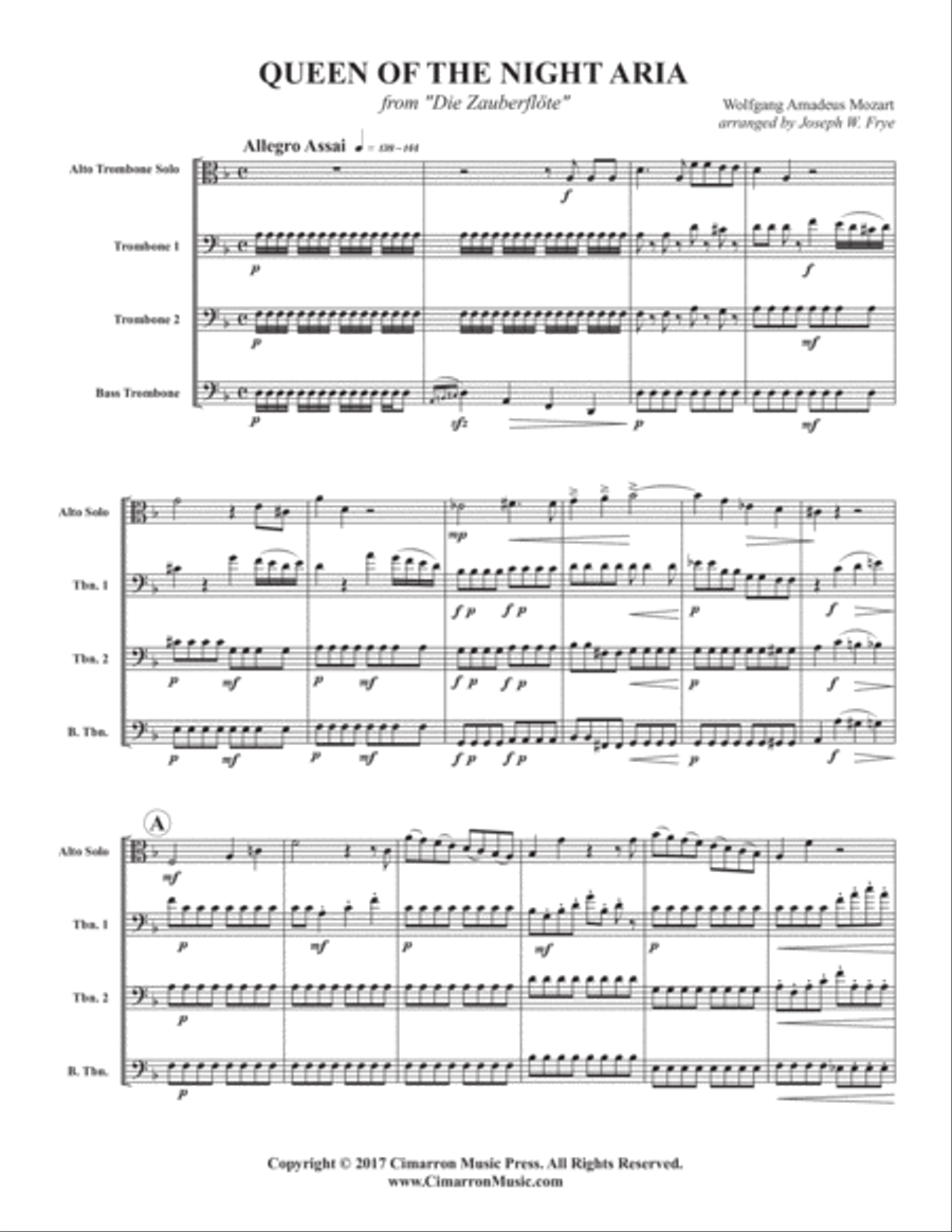 Queen of the Nigh Aria Trombone Quartet scores gallery preview page 2
