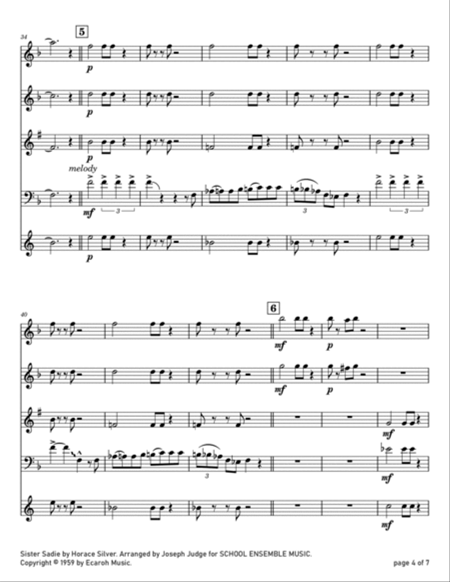 Sister Sadie Woodwind Quartet scores gallery preview page 4