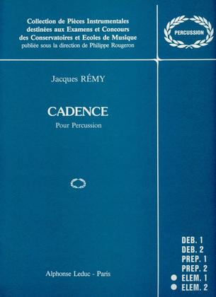 Book cover for Cadence (percussion Solo)