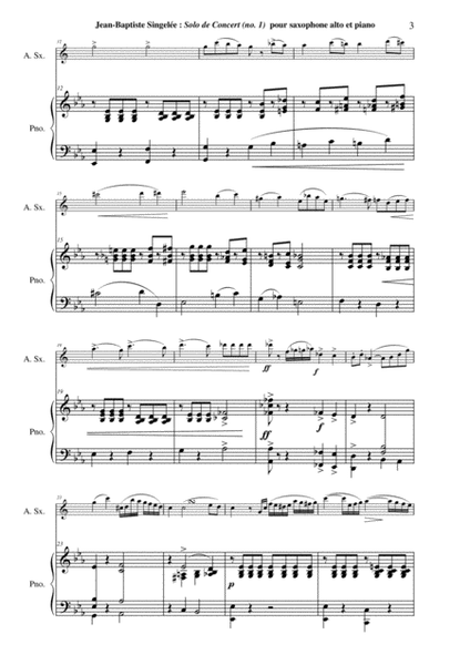 Jean-Baptiste Singelée Solo de Concert (no. 1), Opus 74 pour Saxophone Alto et Piano