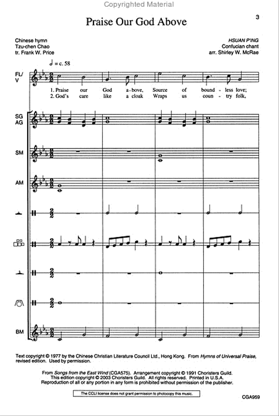 Praise Our God Above Unison Choir scores gallery preview page 3