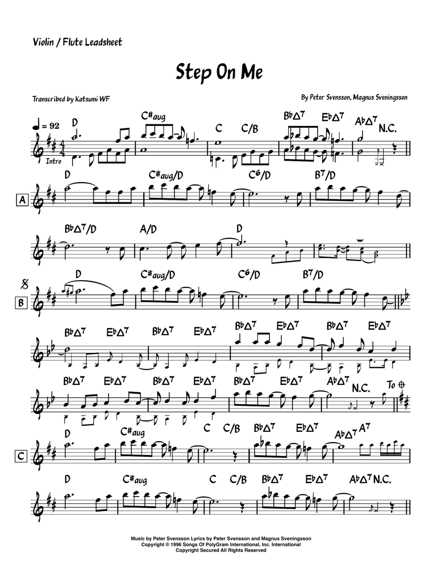 Step On Me Flute Solo scores gallery preview page 1