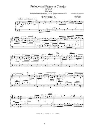 Book cover for Bach - Prelude and Fugue in C major BWV 547 for Piano