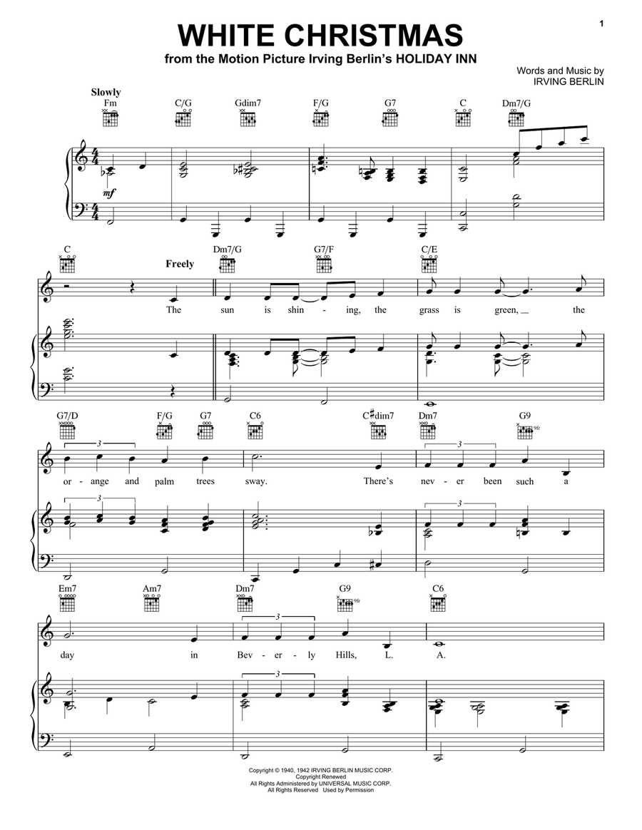 White Christmas by Irving Berlin Guitar - Digital Sheet Music