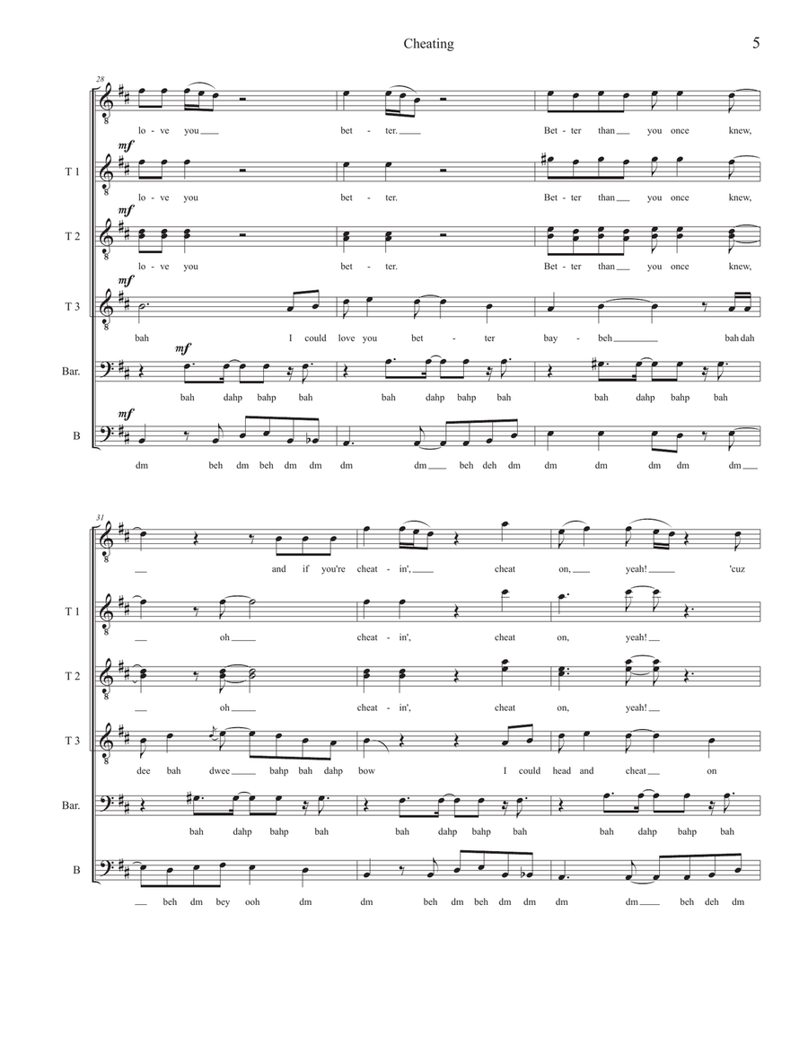 Cheating Cheating TTBB scores gallery preview page 5