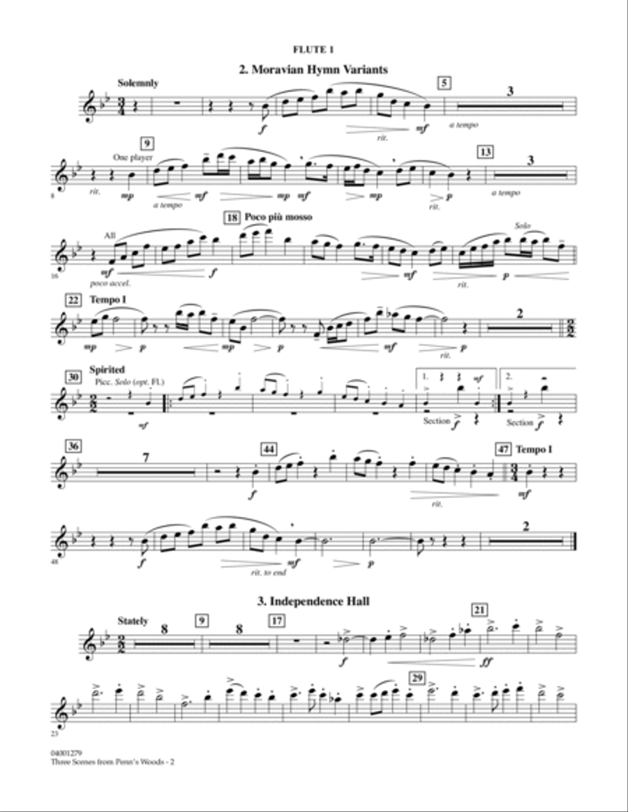 Three Scenes From Penn's Woods - Flute 1 Concert Band scores gallery preview page 2