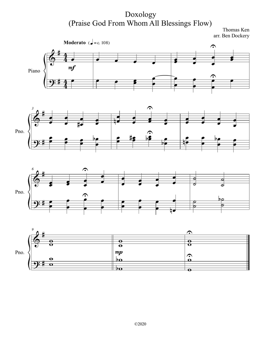 Doxology (Jazz Harmonization) for Solo Piano - (Praise God From Whom All Blessings Flow) Piano Solo scores gallery preview page 1