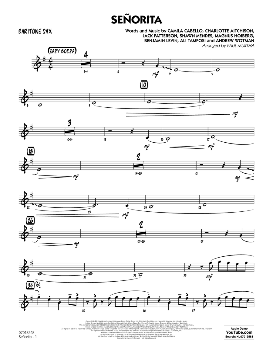 Senorita (arr. Paul Murtha) - Baritone Sax
