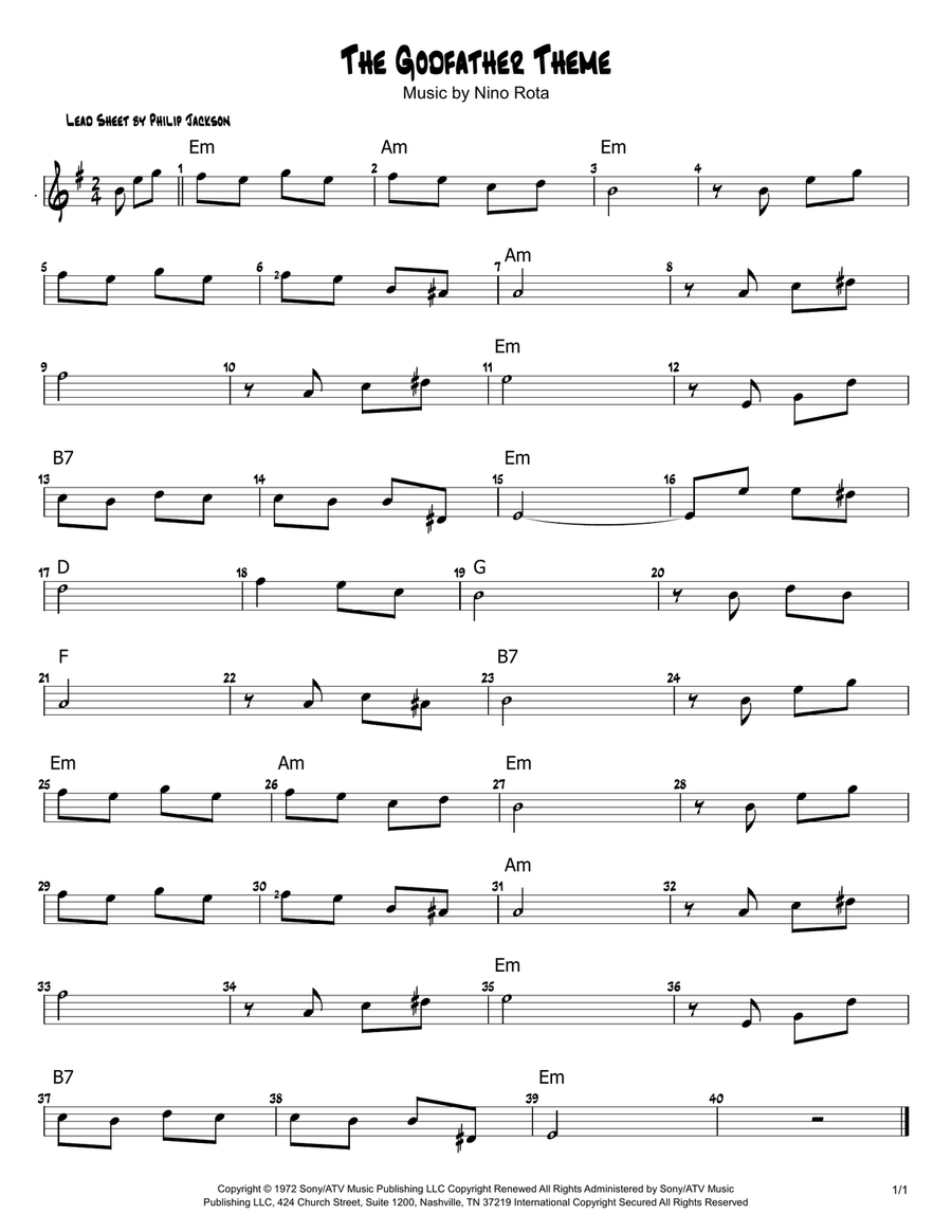 The Godfather (love Theme) Piano scores gallery preview page 1