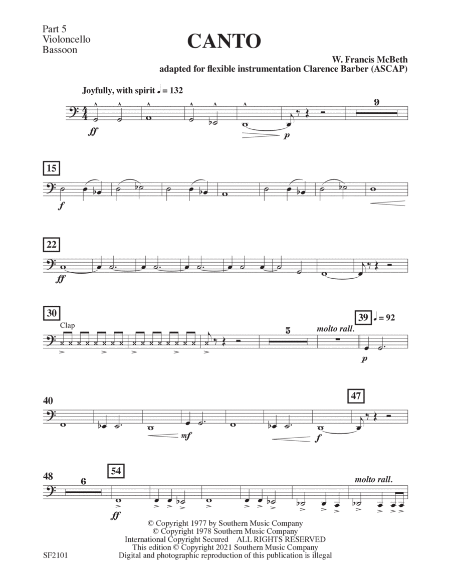 Canto - Bassoon/Cello 5 Canto - Bassoon/Cello 5 Concert Band scores gallery preview page 1