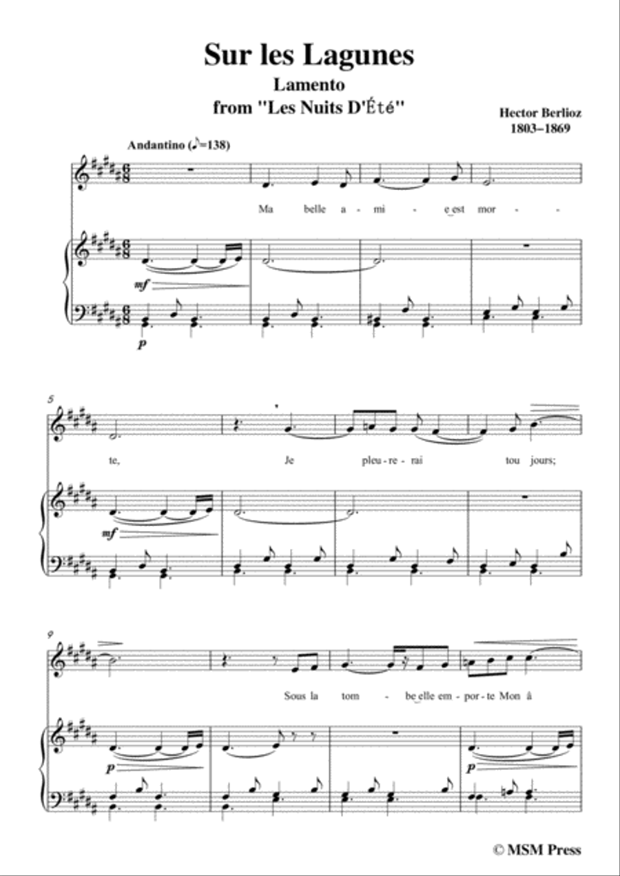 Berlioz-Sur les Lagunes in g sharp minor,for voice and piano Voice Solo scores gallery preview page 3