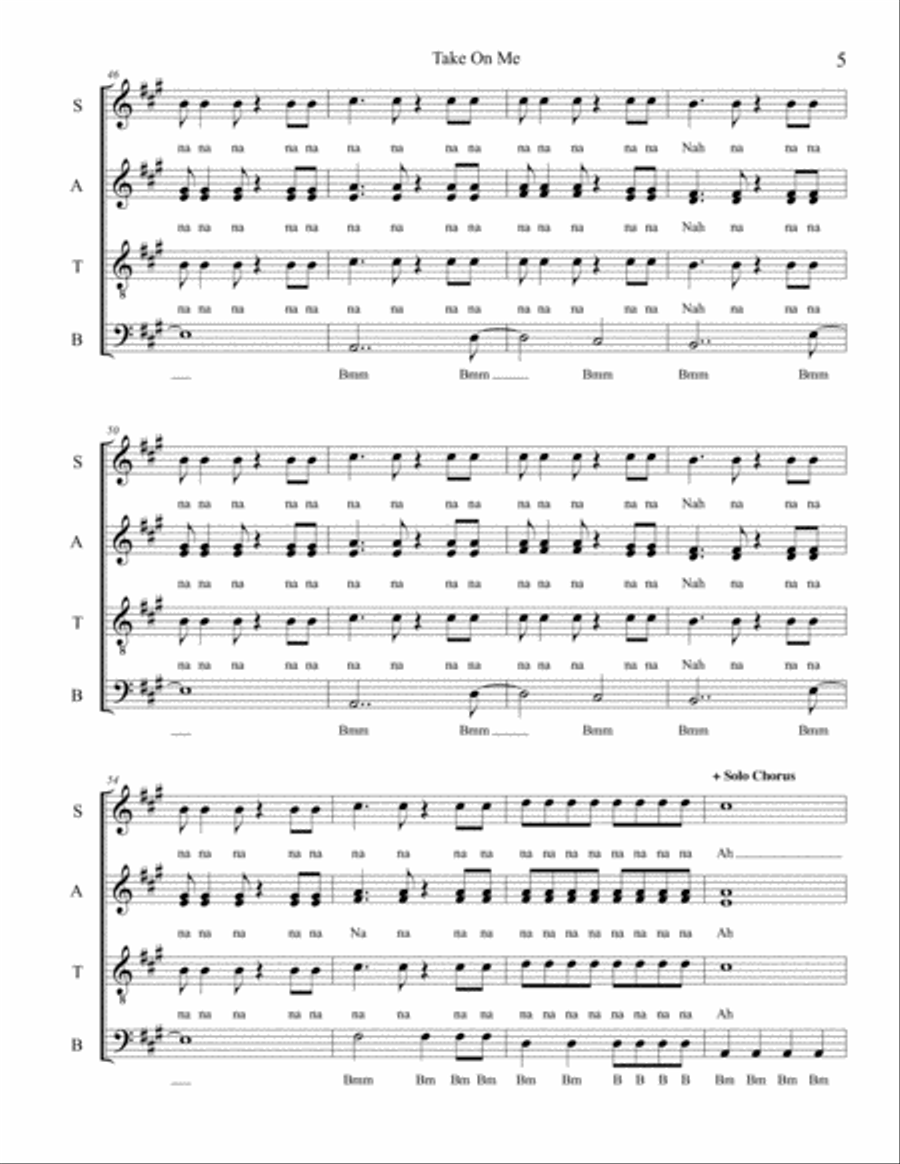 Take On Me 4-Part scores gallery preview page 5