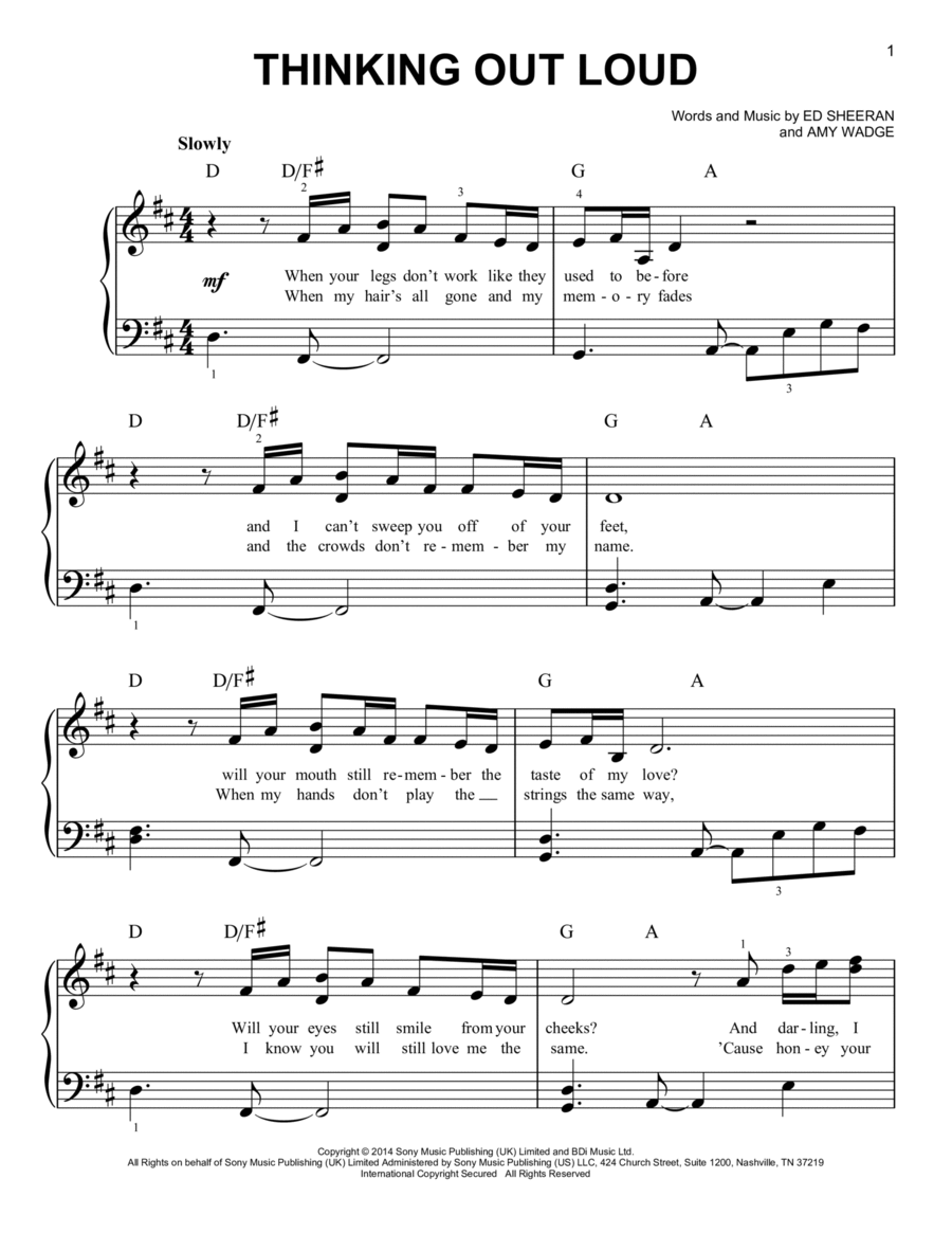 Thinking Out Loud Thinking Out Loud Easy Piano scores gallery preview page 1