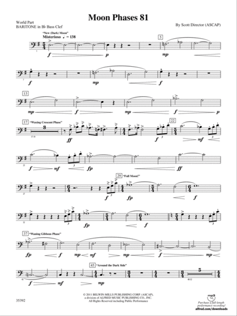 Moon Phases 81: (World Part) B-flat Baritone B.C. Concert Band scores gallery preview page 1