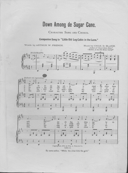 Down Among de Sugar Cane. Character Song and Chorus