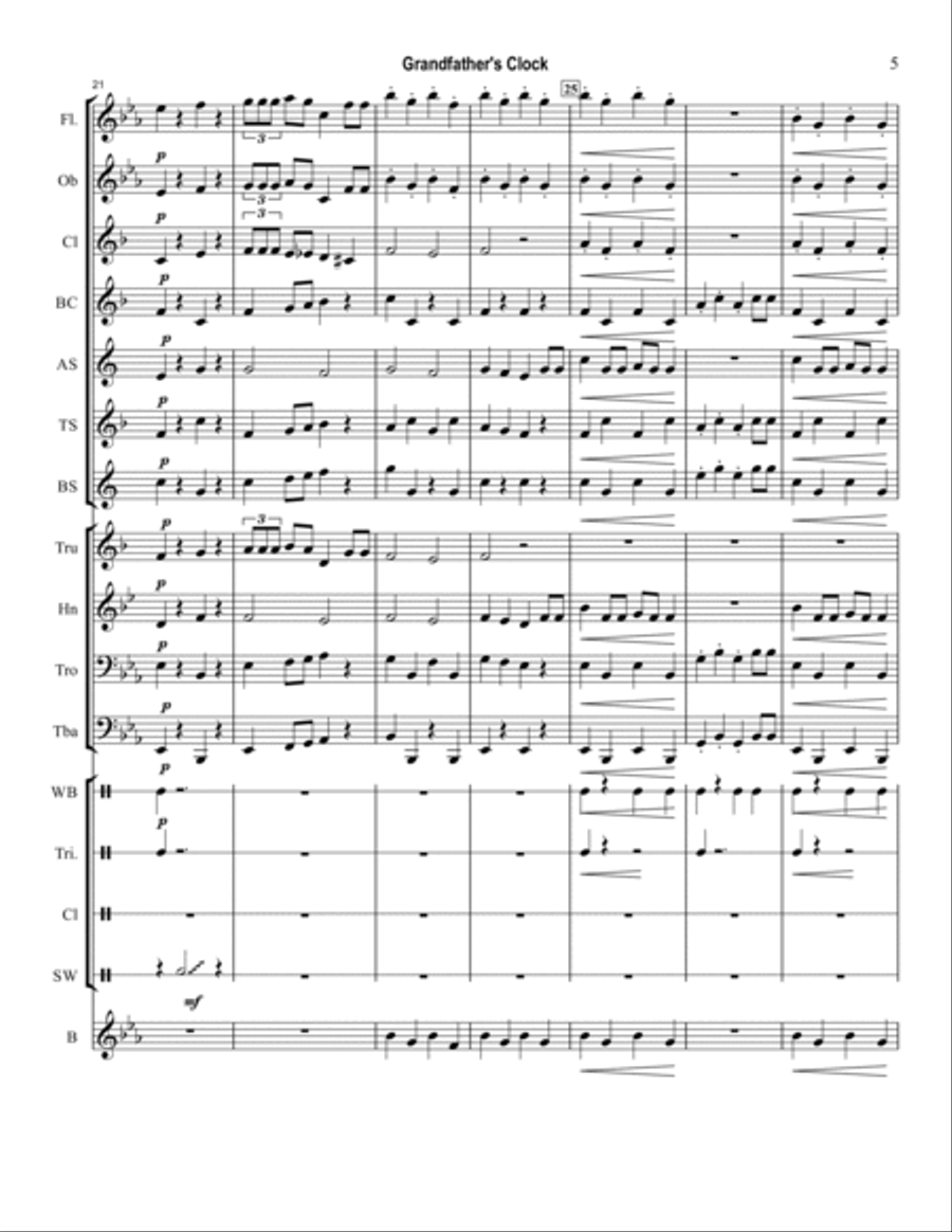 Grandfather’s Clock with Hickory Dickory Dock Concert Band scores gallery preview page 5