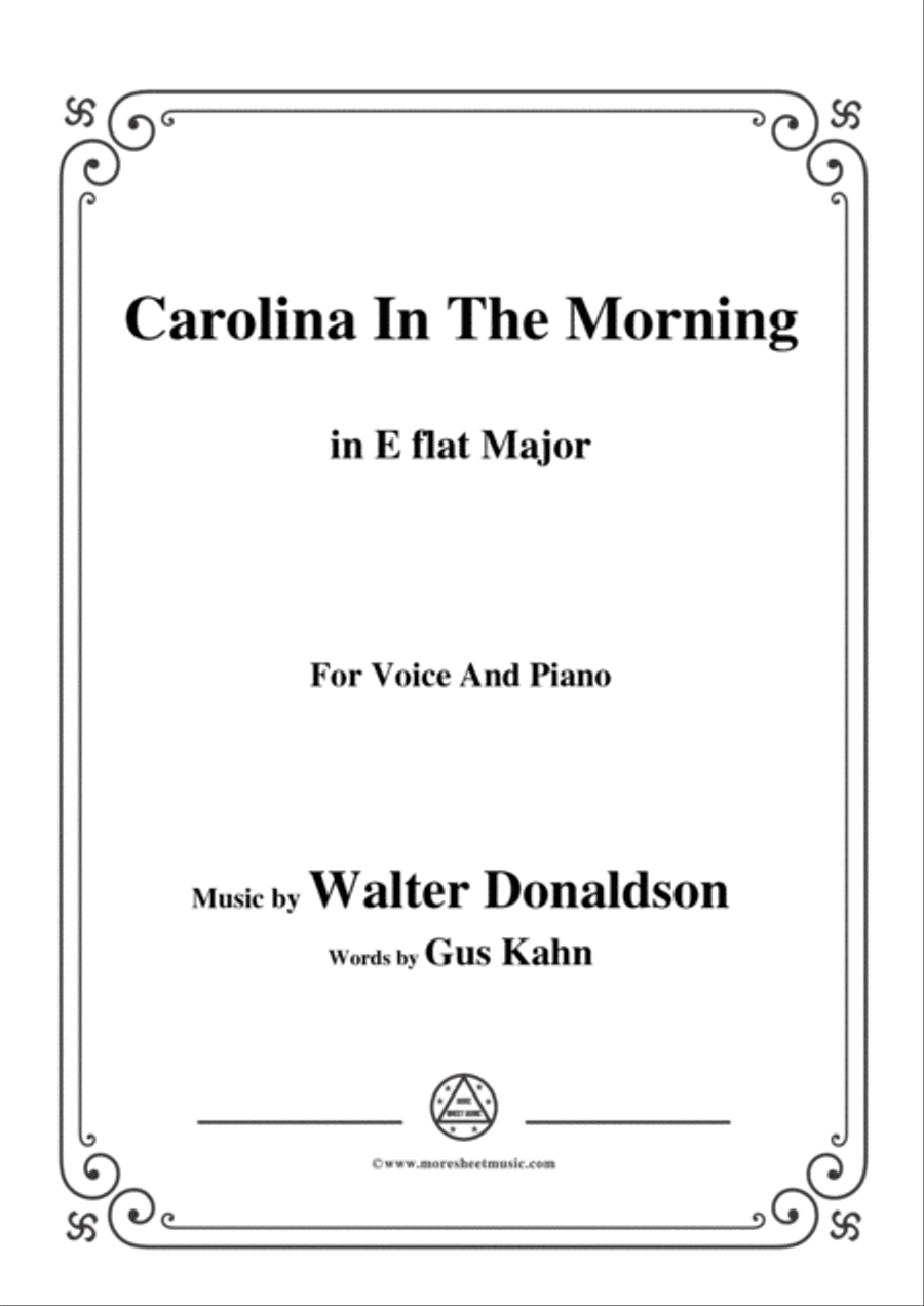 Walter Donaldson-Carolina In The Morning,in E flat Major,for Voice and Piano Voice Solo scores gallery preview page 1