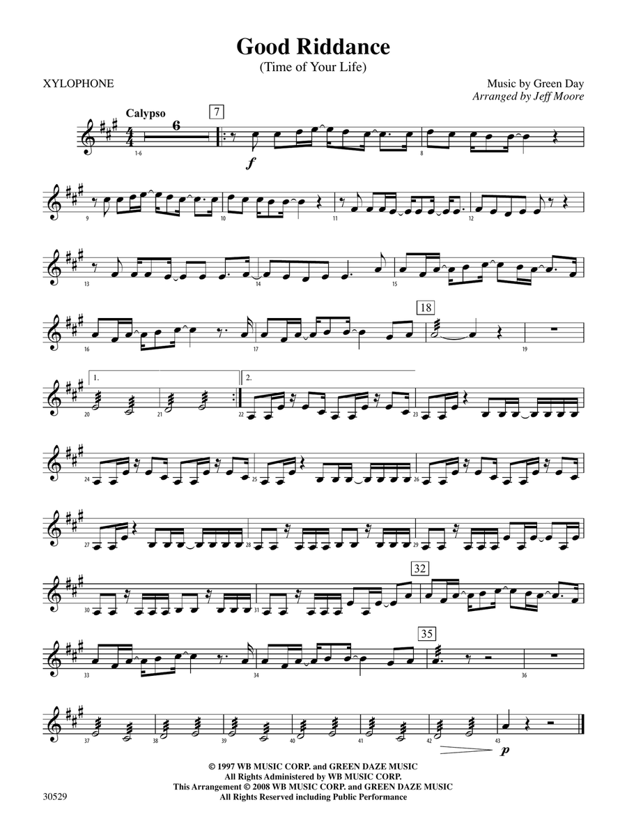 Good Riddance (Time of Your Life): Xylophone