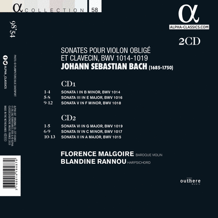 Bach: Sonates pour violon oblige et clavecin, BWV 1014-1019
