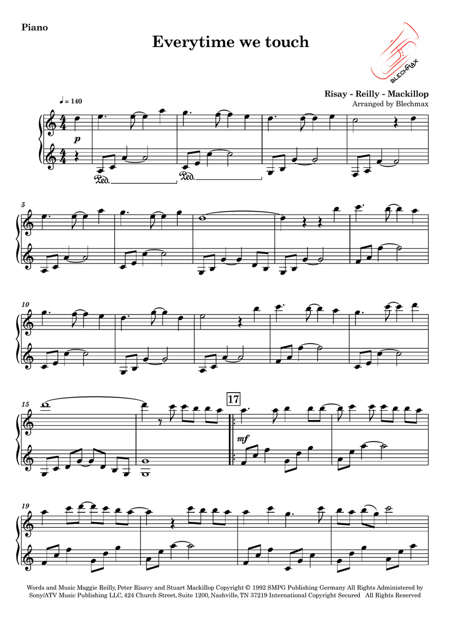 Everytime We Touch Easy Piano scores gallery preview page 1