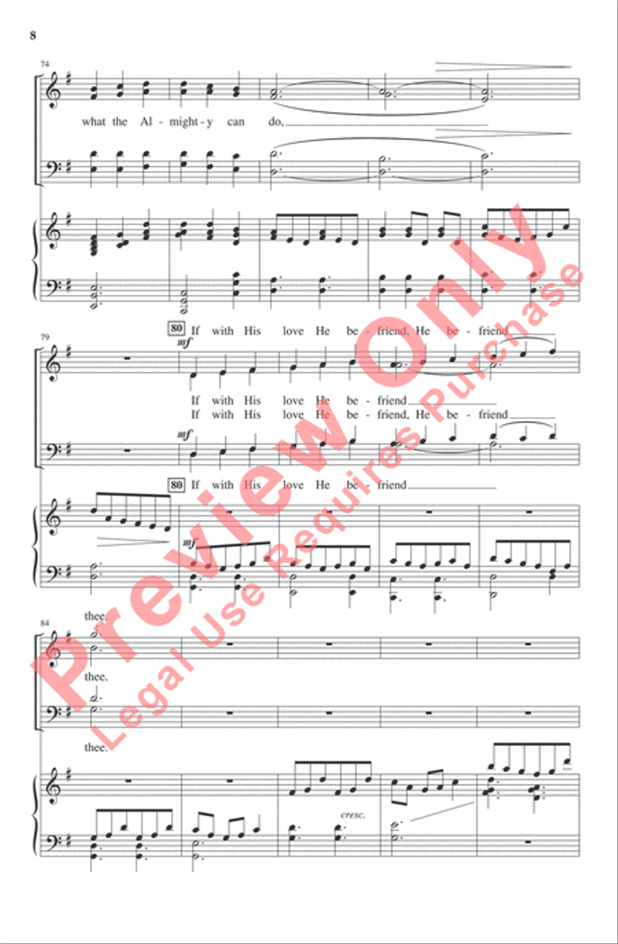 Praise to the Lord, the Almighty 4-Part scores gallery preview page 8