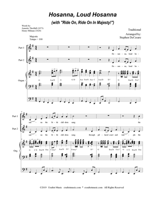 Hosanna, Loud Hosanna (with "Ride On, Ride On In Majesty!") (2-part choir) - Organ accompaniment