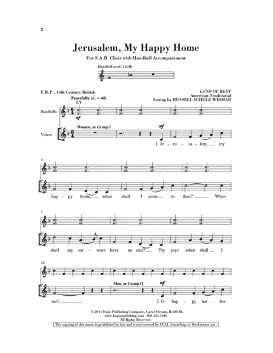 Jerusalem, My Happy Home Jerusalem, My Happy Home 3-Part scores gallery preview page 2