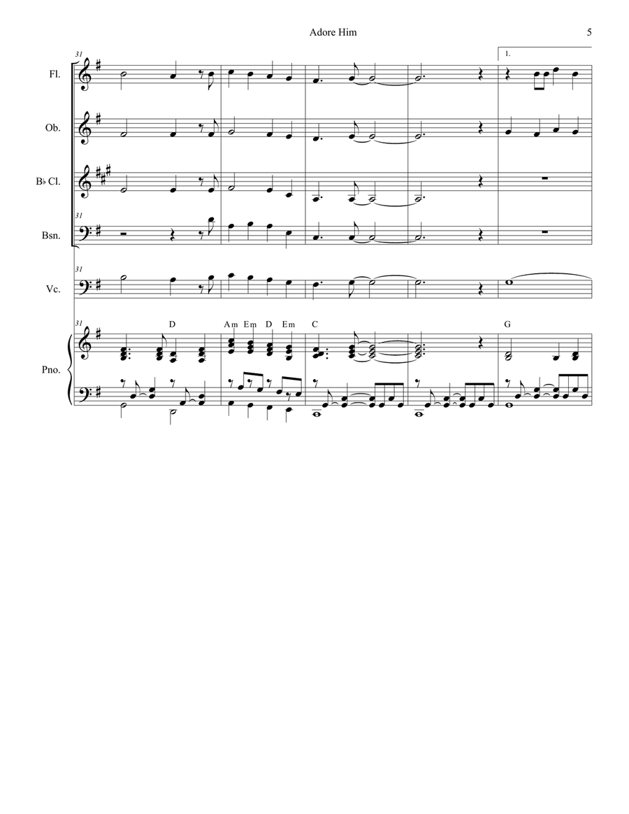 Adore Him Woodwind Quartet scores gallery preview page 5