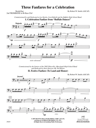 Three Fanfares for a Celebration: (wp) 2nd B-flat Trombone B.C.