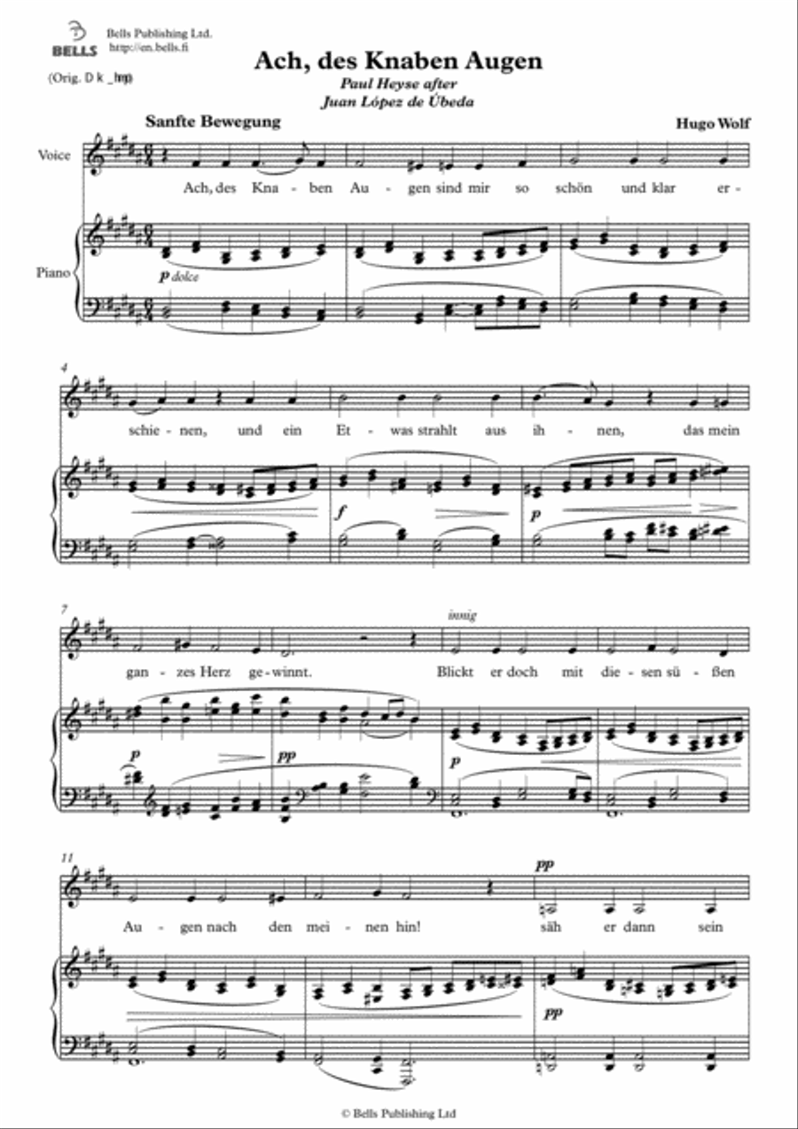 Ach, des Knaben Augen (B Major) Voice Solo scores gallery preview page 1