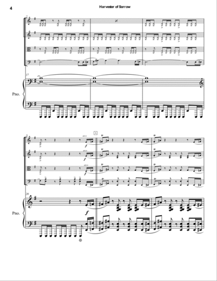 Harvester Of Sorrow Piano Quintet scores gallery preview page 4