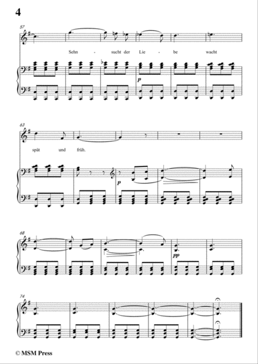 Schubert-Sehnsucht der Liebe(Love's Yearning), D.180,in e minor,for Voice&Piano Voice scores gallery preview page 6