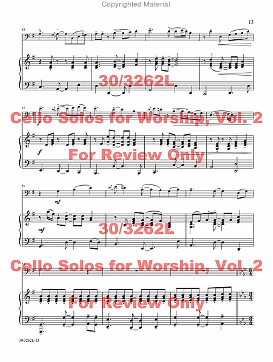 Cello Solos for Worship, Vol. 2 Piano scores gallery preview page 11