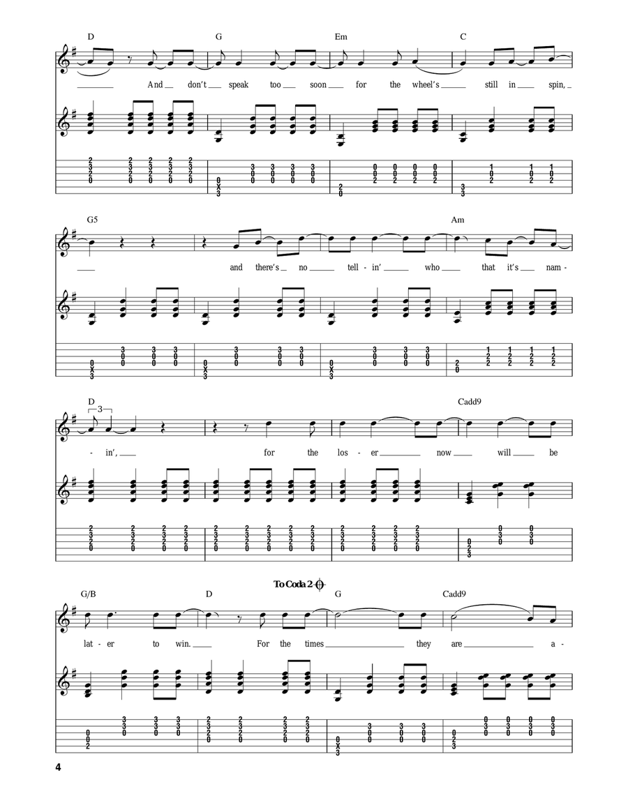 The Times They Are A-Changin' Acoustic Guitar scores gallery preview page 4