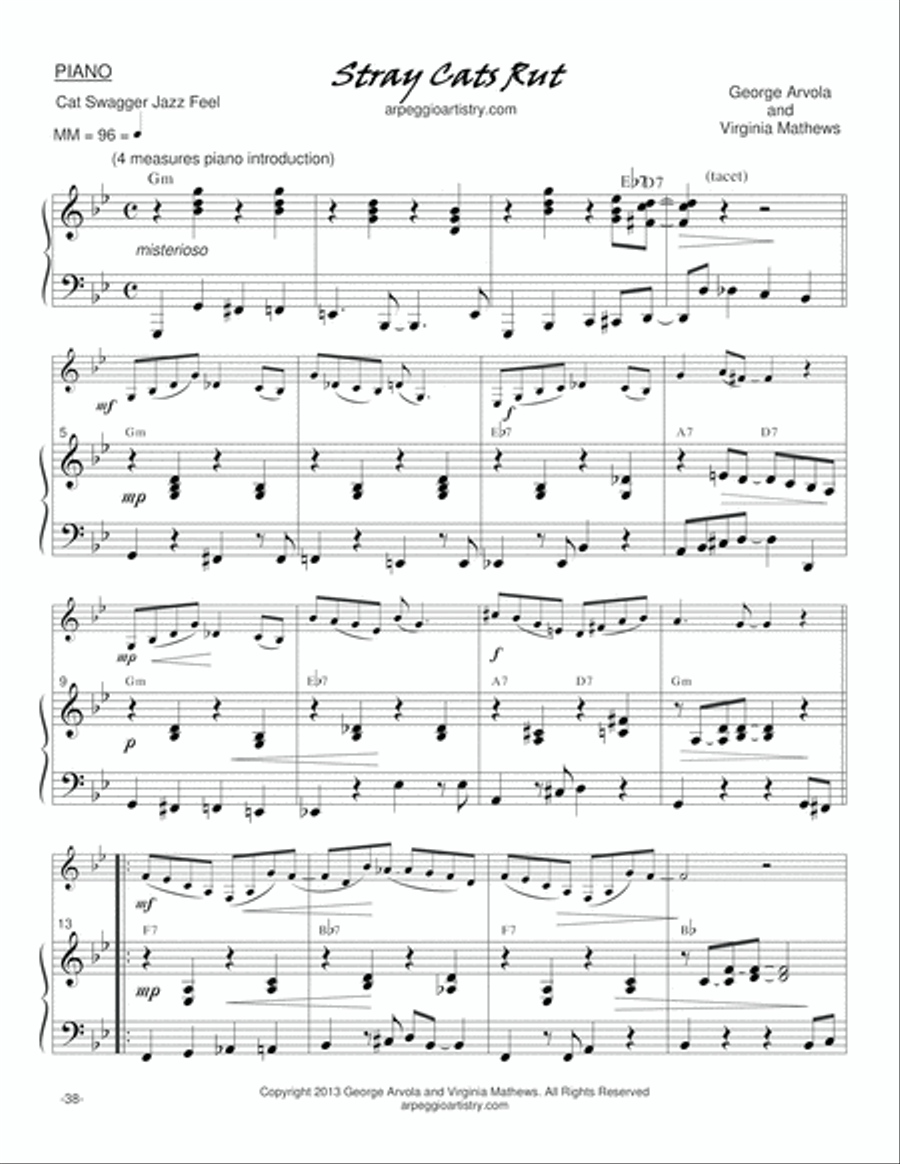 Stray Cats Rut for clarinet and tenor saxophone. Jazz Ensemble scores gallery preview page 6